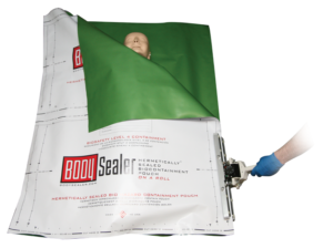 BodySealer Heat Sealed Bio Containment Body Bags with heat sealer crimper
